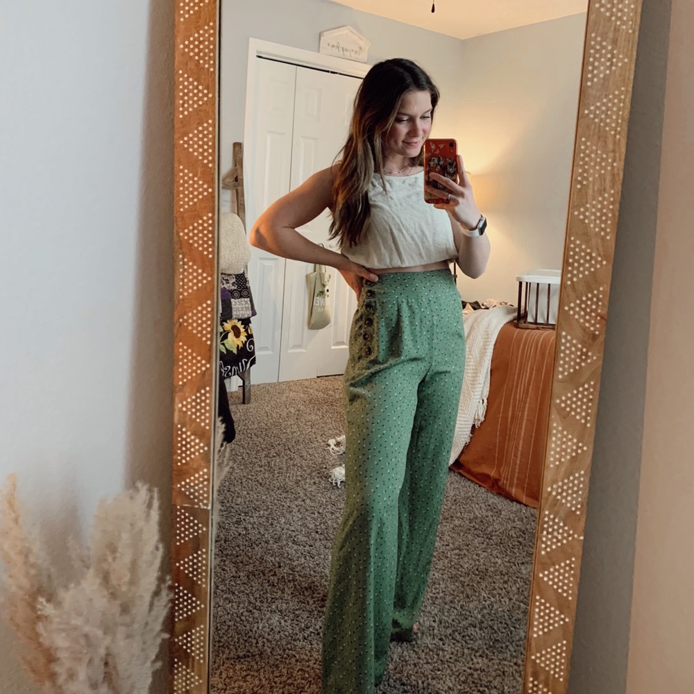 Wide leg flower printed pants